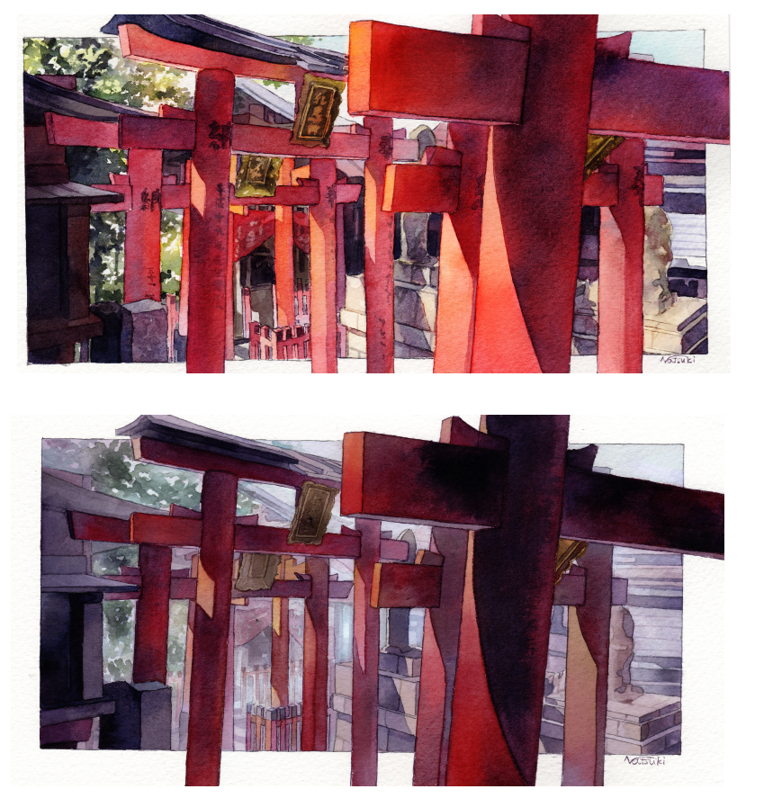 no humans torii scenery traditional media border architecture outdoors  illustration images