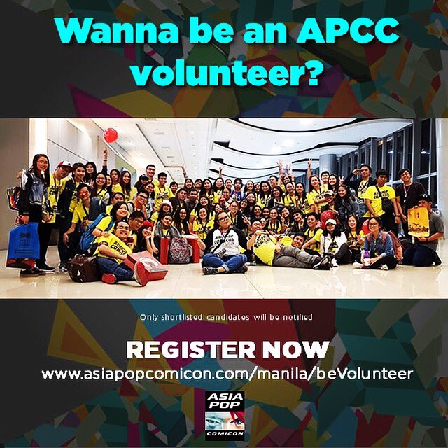 If you've got a great Attitude, a Passion for pop culture, plus a Confident and a Cheerful disposition, we want YOU! Submit your application to be an APCC Volunteer now! goo.gl/iXm8e3 #AsiaPOPComicon #APCCPH2019