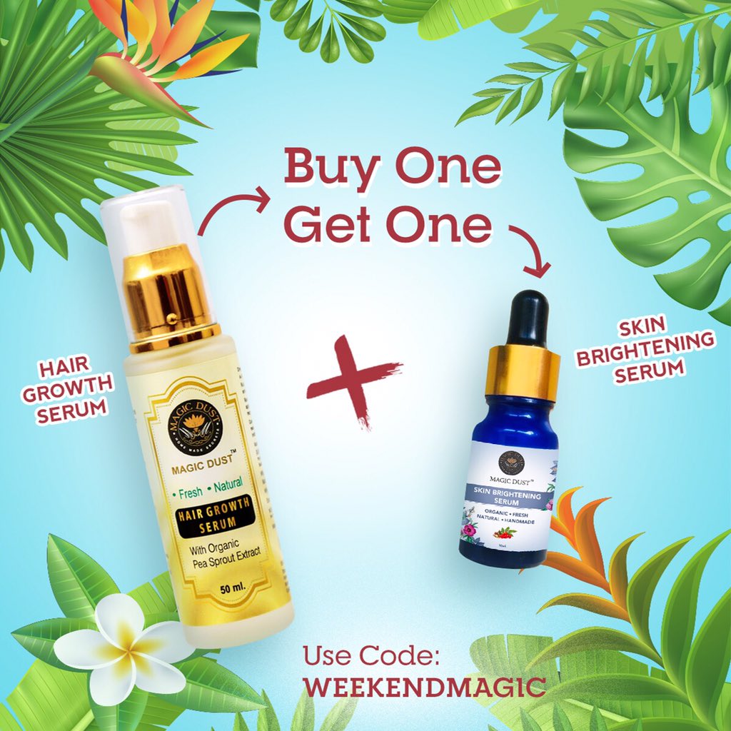 magicdustindia's tweet photo. Buy Hair Growth Serum and get Skin Brightening Serum free!

Why need an occasion to pamper yourself?
This Weekend, relax and indulge in self-love with Weekend Magic Offers.

Use Code: WEEKENDMAGIC
Offer valid till 24th February, 2019. https://t.co/YnLsw5fQ4D