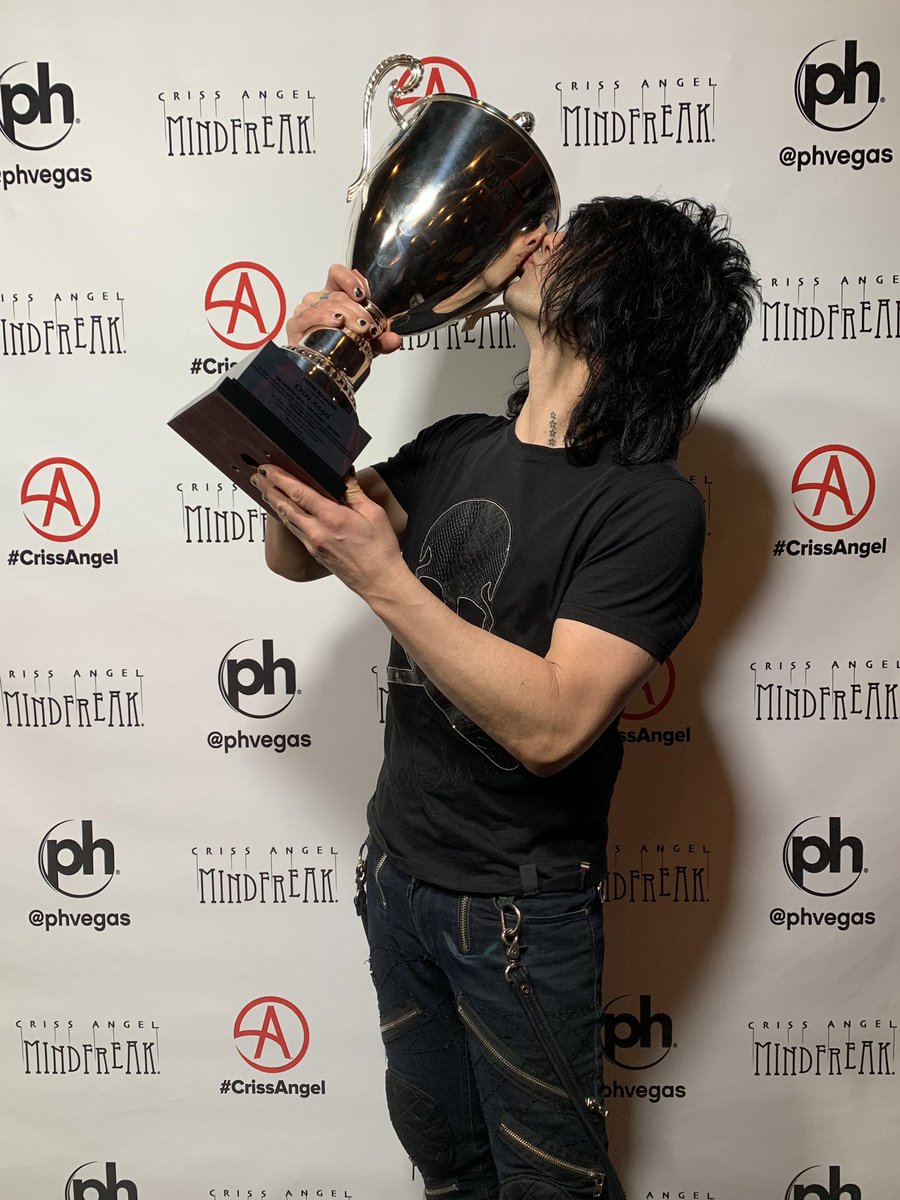 MagicScot's tweet image. Congratulations @CrissAngel for winning the “Greatest of All Time” award from Vanish Magazine at Planet Hollywood, Las Vegas. The award was presented by Paul Romhany and David Penn tonight on stage after Criss’s Mindfreak show. Best show on the planet!