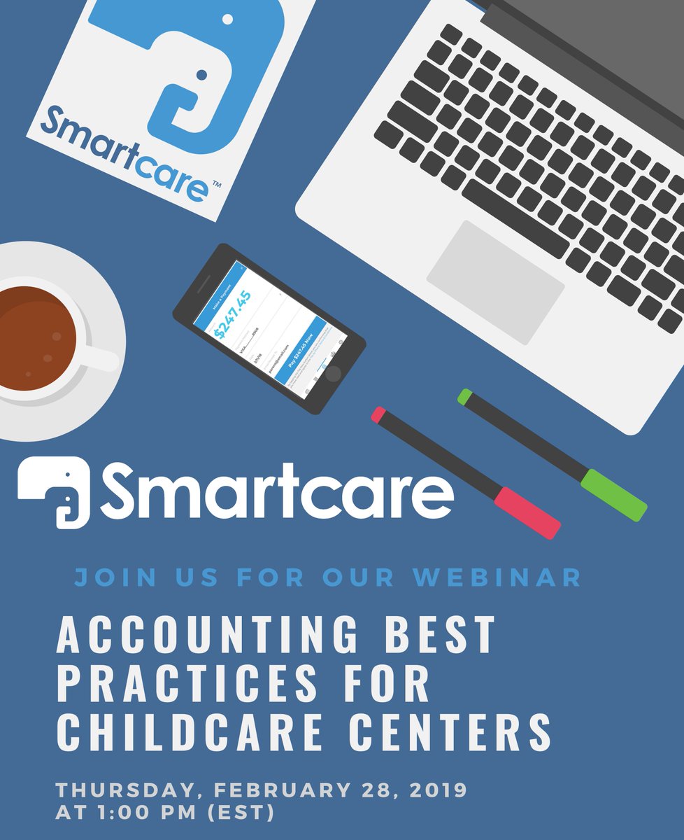 Smartcare's tweet photo. Join us on February 28th for our FREE Smartcare Webinar! Register to attend below - there's still time! REGISTER HERE: https://t.co/SsIQi9MRz5
#Webinar #Accounting #BestPractices #WorkSmarterNotHarder #EarlyEducation #EarlyLearning #Childcare #Software #Daycare #JoinUs https://t.co/wWEntA1GyG