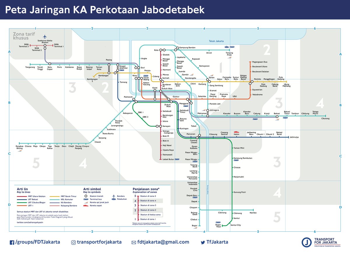 Kegabutan akhir pekan akhirnya membuahkan hasil:

Peta Jaringan Kereta Api Perkotaan Jabodetabek dengan style peta tube London kini sudah bisa diunduh! Peta ini mencakup semua KA di Jakarta termasuk MRT, LRT, KRL, dan KA Bandara

bit.ly/tubemapjakarta

bit.ly/tubemapjakarta