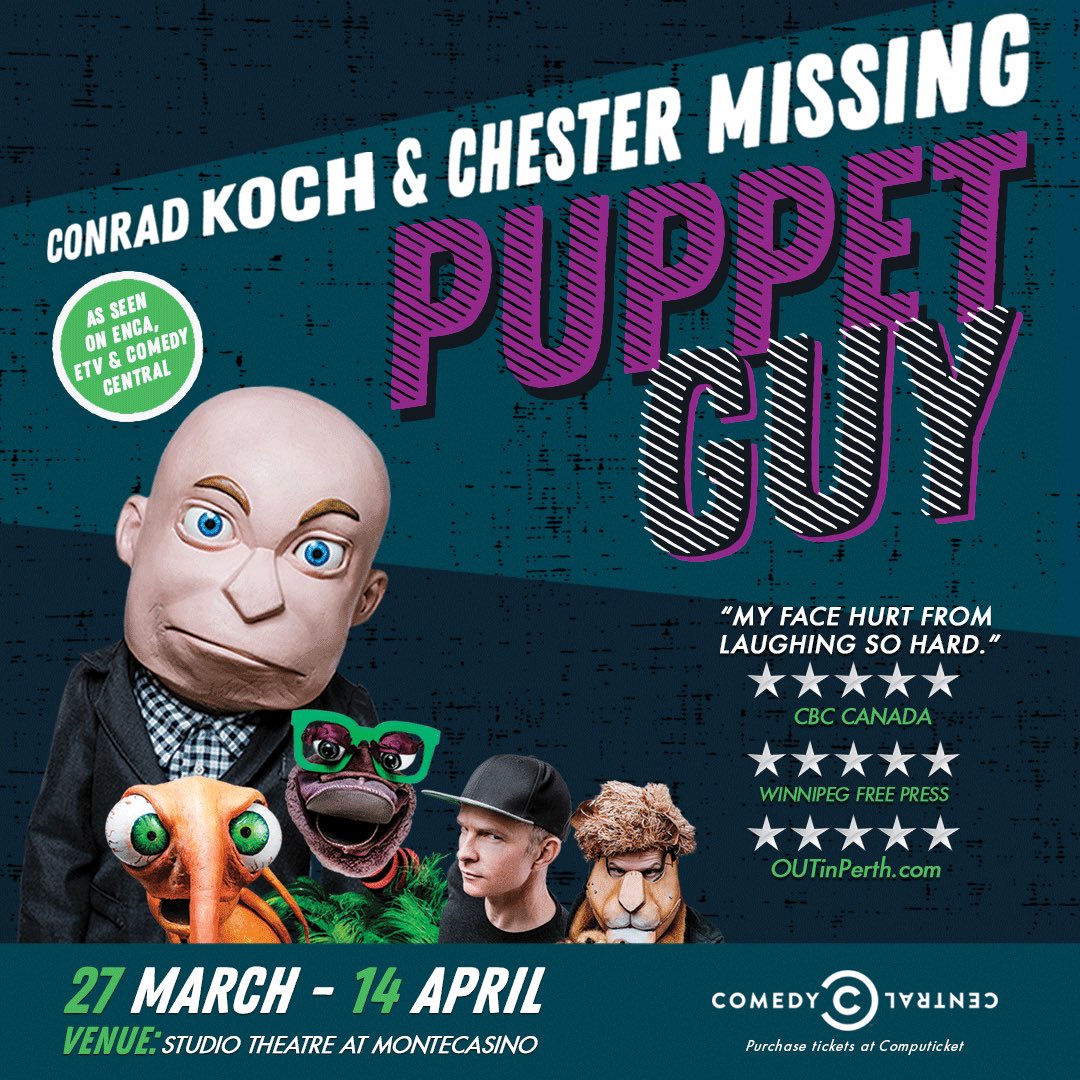 cchjnb's tweet photo. Returning, by popular demand, for another season of #PuppetGuy at the @PieterToerien @Monte_Theatre from 27 March to 14 April 2019.
Read more here: https://t.co/NZtlW8z2dx
Tickets via @Computicket https://t.co/ifBDXODMUL
