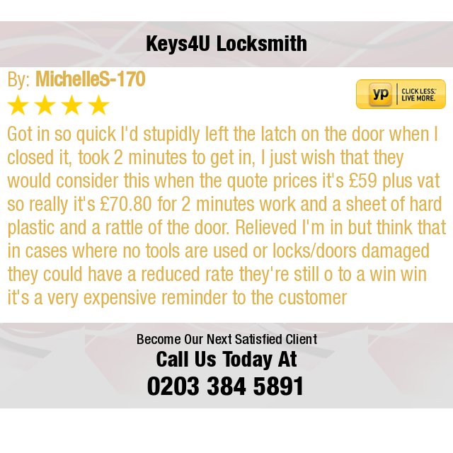 4 Star: MichelleS-170 "Got in so quick I'd stupidly left the latch on the door when I closed it, took 2 minutes..." bit.ly/2uQC4pp