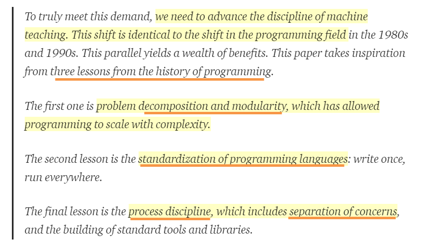 semanticbeeng's tweet photo. "The sexiest job of the 21st century likely to be teaching"
#DeepTeaching #MachineLearningEngineering : #DeepLearning from evolution of #SoftwareEngineering
"Need to advance the discipline of #MachineTeaching: shift in the programming field 1980s"
https://t.co/FhFGSbYMbf https://t.co/w4FI1EFGKg