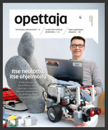 TiinaKorhone's tweet photo. Itse neulottu, itse ohjelmoitu! Erkki Hautala on kouluttanut satoja opettajia robotiikan alkeisiin. Robotiikkaan voi yhdistää myös käsityötä. Lue lisää Opettaja-lehden "Mikä on robotin paikka?" jutusta https://t.co/eZouJYDzjY #Innokas2019 #co4lab #growingmind https://t.co/uGGMcpH3bE