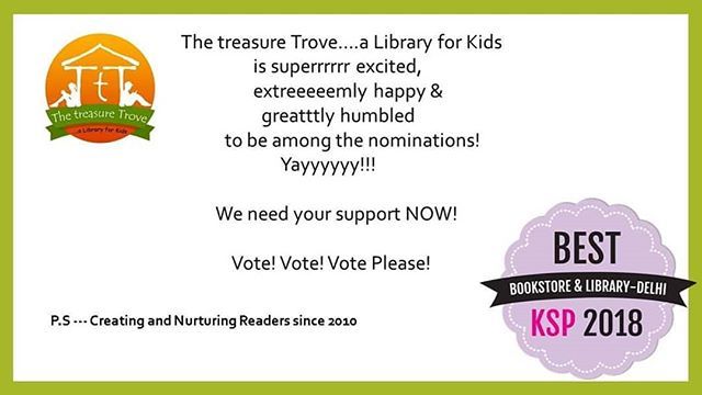 WhattapicManish's tweet photo. Please come forward and vote for our Library - The Treasure Trove.

Creating and Nurturing Readers since 2010

Open the link 
https://t.co/1hmaXYXsHg  and cast your vote! Your support will help us climb another step on the ladder!

#KSPAwards2018  #Indi… https://t.co/Wg8U8lGphn https://t.co/V0WUyBq9dy