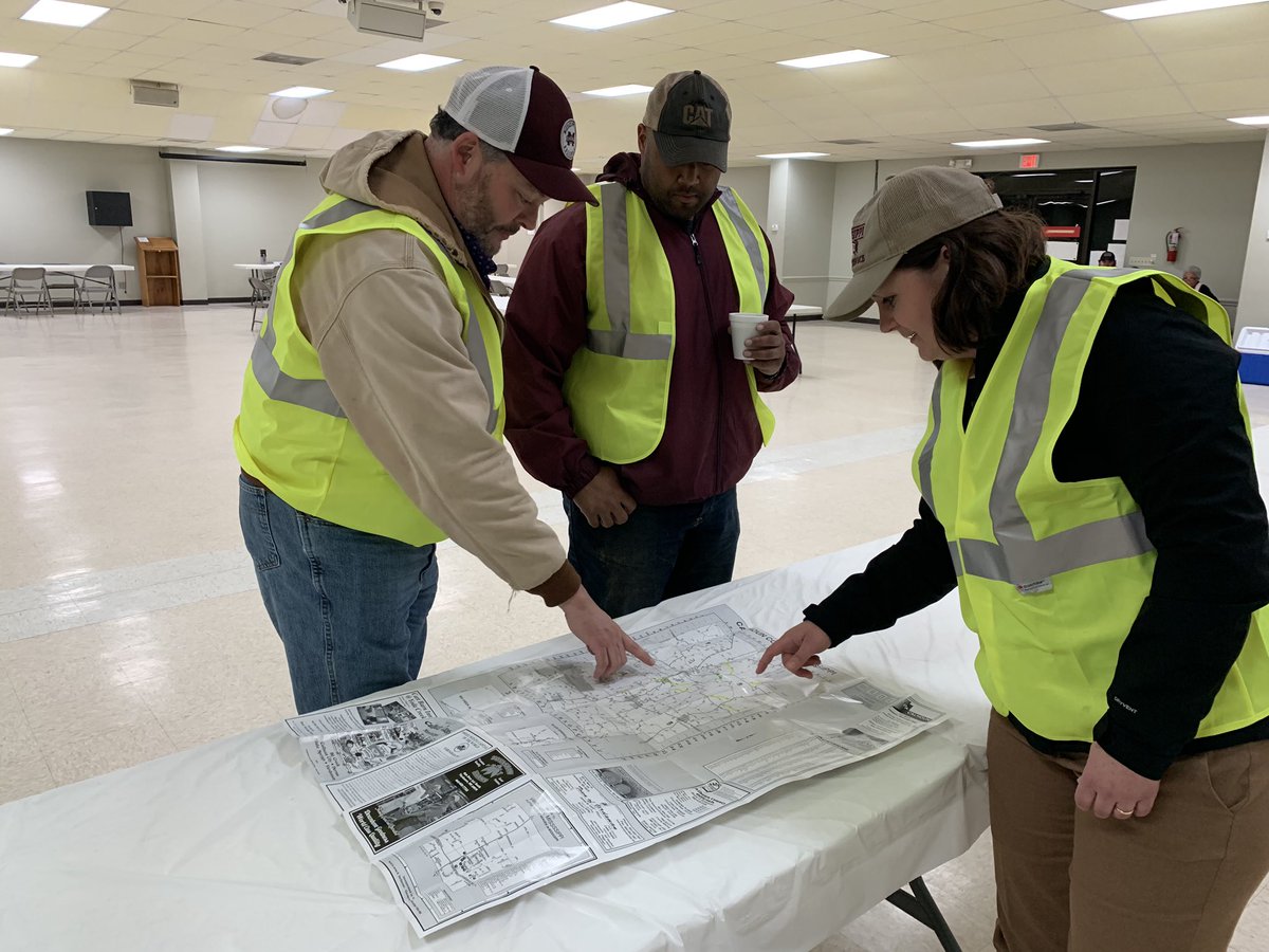 Mississippi State University Extension employees Jane Parish, BJ MCClendon &amp; Trent Barnett prepare to help flood victims in Calhoun County yesterday. The local Extension Office is being used as a shelter &amp; staging area. Extension Strike Teams are being deployed today. #MSUext