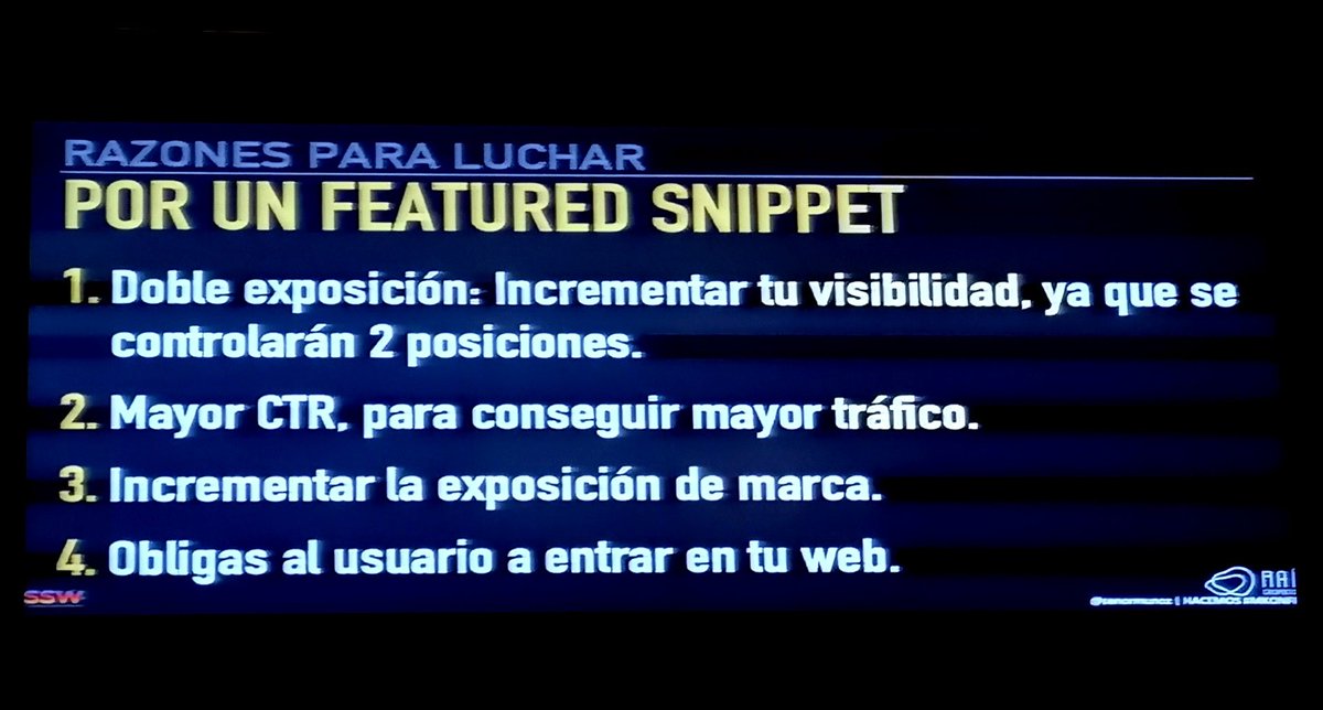 ElenaAbascal's tweet image. 4 razones para luchar por un #FeaturedSnippet | #SEO #SSW2019 @senormunoz