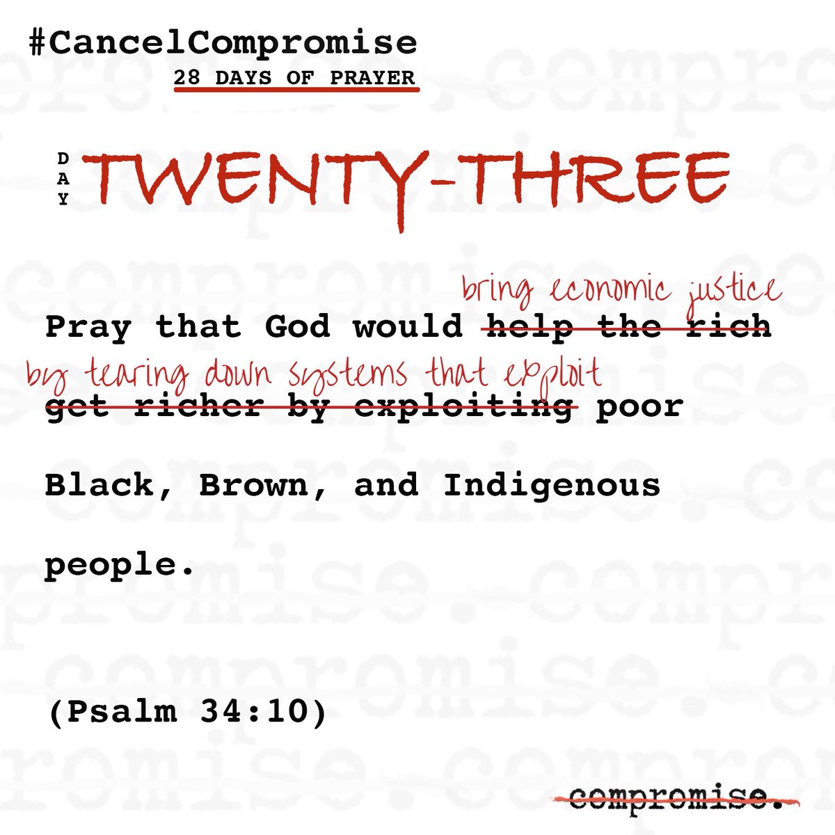 TheWitnessBCC's tweet photo. #CancelCompromise
Today, we pray that God would bring economic justice to Black, Brown, and Indigenous communities by tearing down unjust systems that prevent equal access to jobs and economic opportunity. https://t.co/kfOa4RSydn