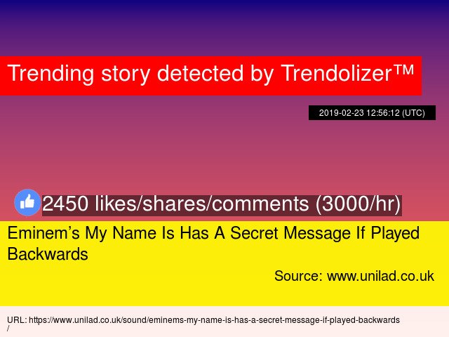 #Eminem’s My Name Is #HasASecret Message If Played Backwards trendolizer.com/2019/02/eminem…