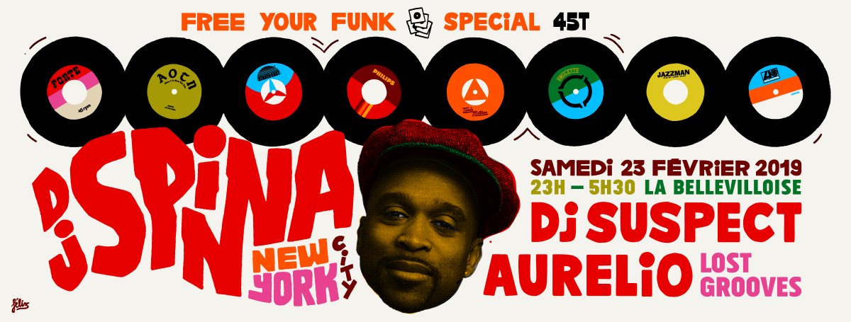 #tonight @labellevilloise samedi 23 fevrier  <a href="/FreeYourFunk/">Free Your Funk</a> special 7"inch avec <a href="/djspinna/">THEREALDJSPINNA</a>, dj suspect et aurelio see you tonight!