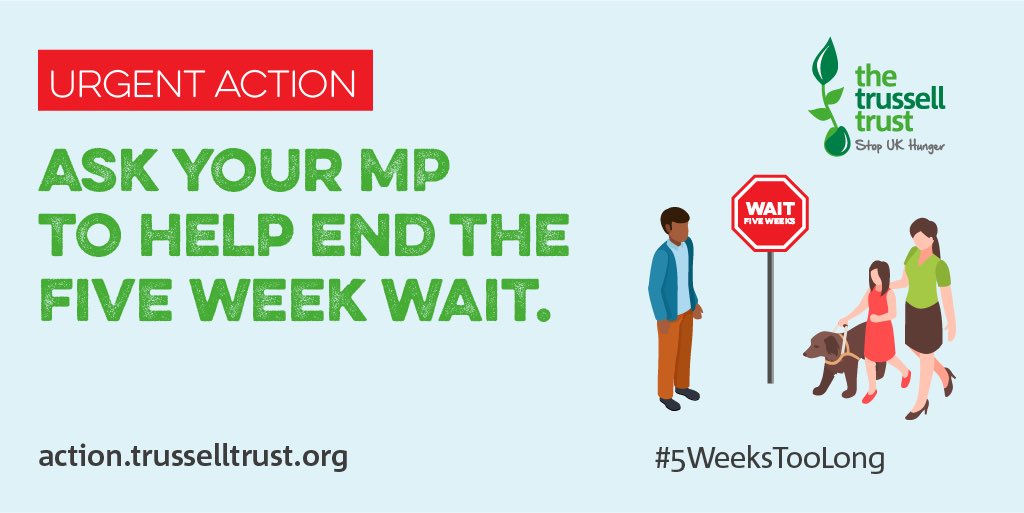 TrussellUK's tweet photo. THREAD: People supported by #UniversalCredit shouldn’t need to use a #foodbank but everyone who applies has to wait at least 5 weeks for a full payment. Some are left waiting longer. This isn’t right. It's leaving many without enough money to cover the basics. It's #5WeeksTooLong https://t.co/W3QhWdWxqg