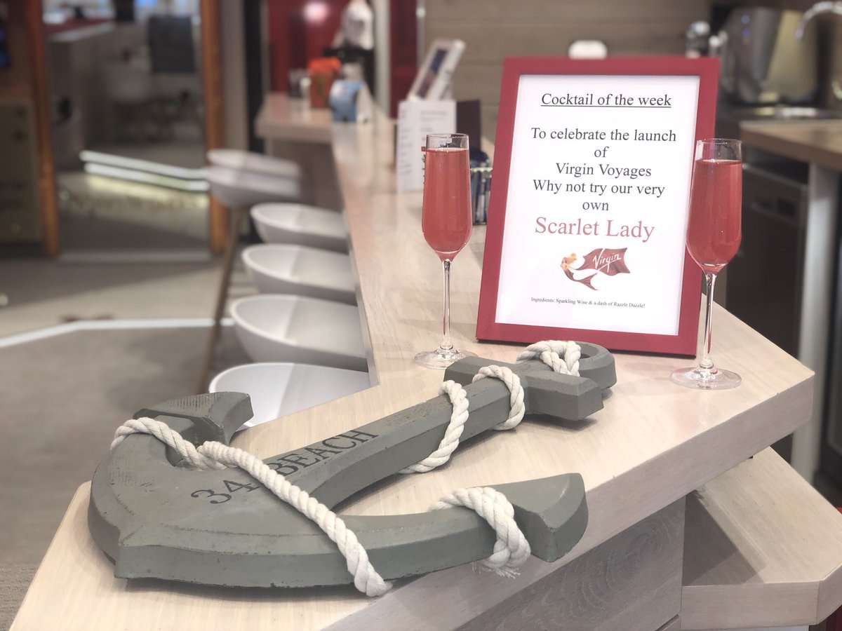 Visit @VirginHolidays <a href="/TweetBluewater/">Bluewater</a> today to try our very own signature Scarlet Lady Bellini! Let us Razzle Dazzle you &amp; tell you all about our brand new adults only Virgin Voyages! 🥂❤️