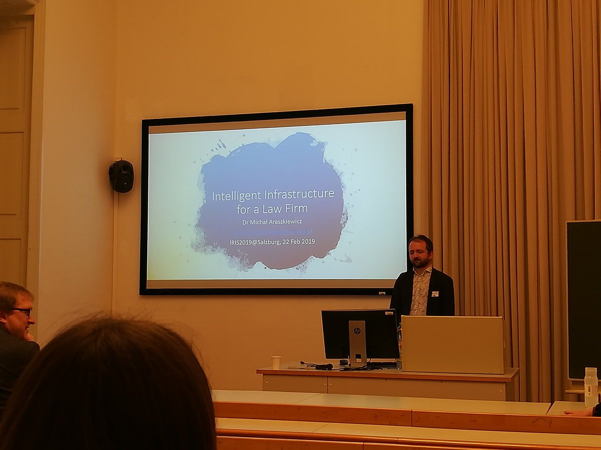 synaptic101's tweet image. At #IRIS2019 Michal Araszkiewicz is talking about "Intelligent Infrastructure for a Law Firm". How a Law Firm can benefit from #AI?