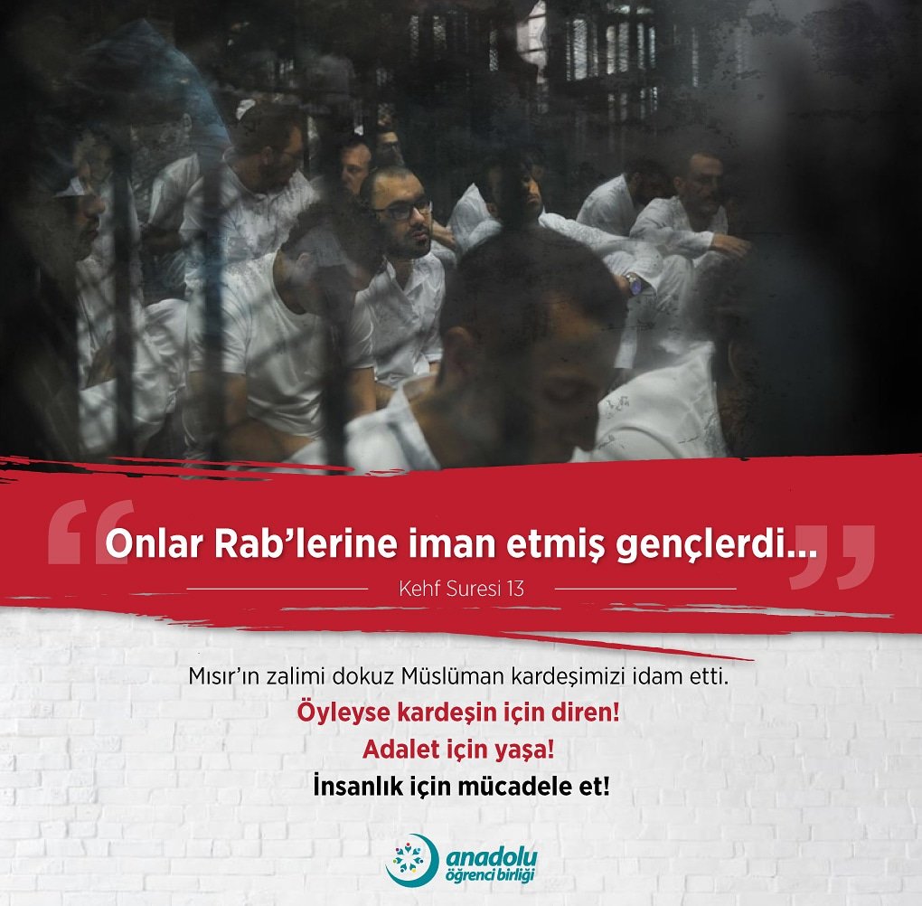 anadoluogrenci's tweet photo. Kardeşin için diren! 
Adalet için yaşa! 
İnsanlık için mücadele et!

“ Onlar Rab’lerine iman etmiş gençlerdi...” 

#Mısır https://t.co/6RfaeSx59x