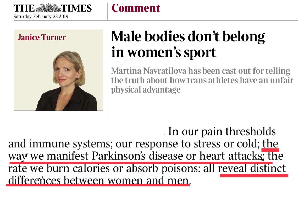 giuliana_london's tweet photo. Despicable piece by activist Janice Turner:
  
-calls trans women men 
-says Parkinson's disease (PD) manifests differently in men (inc trans women) and women  

Oestrogen, taken by trans women, has neuroprotective properties - so trans and cis women experience PD similarly. https://t.co/nOAn4txVi6