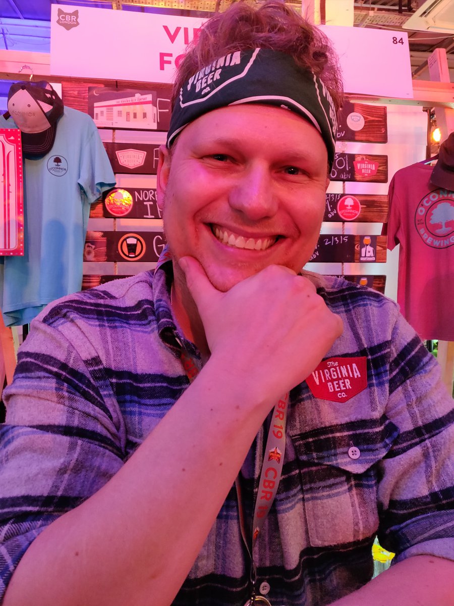 EmmaMoyle3's tweet photo. @CBR19 Favourite stand and beer and bandana! Introducing Robby @VirginiaBeerCo https://t.co/6MJml9BPfE