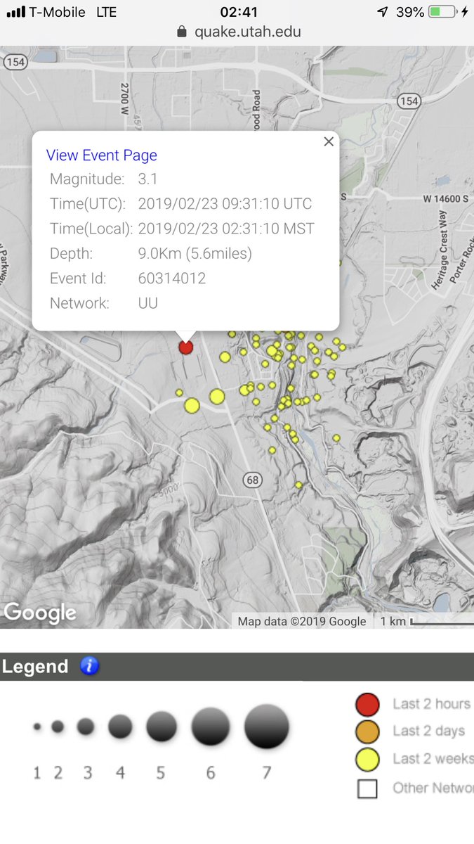 SLCScanner's tweet photo. #BreakingNews A Magnitude 3.1 #Earthquake localized in #Bluffdale It hit on the corner of Redwood Road and #Pitchfork Ct. https://t.co/7fwHnz1KR5