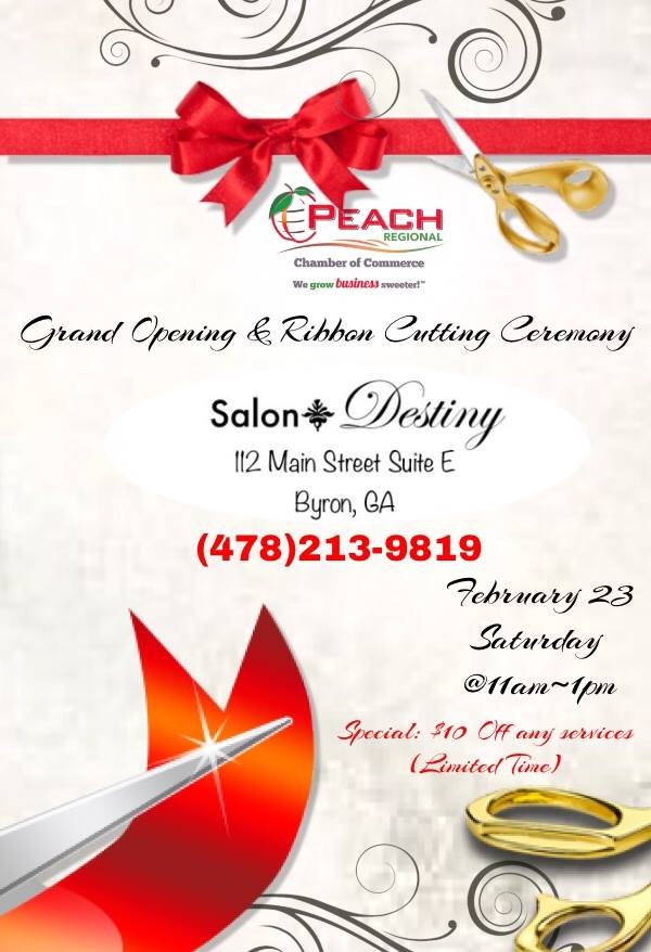 Ribbon Cutting Ceremony today at Salon Destiny in Byron conta.cc/2E3soLM