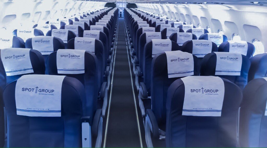 Spot_Group's tweet photo. New corporate look of SGI’s Commercial Fleet ‘dressed’ in our renewed headrests onboard of the European flight routes.

#SGI #newCI #onboardheadrests #flightheadrests #commercialfleet #aviation https://t.co/33mhrWBfoA
