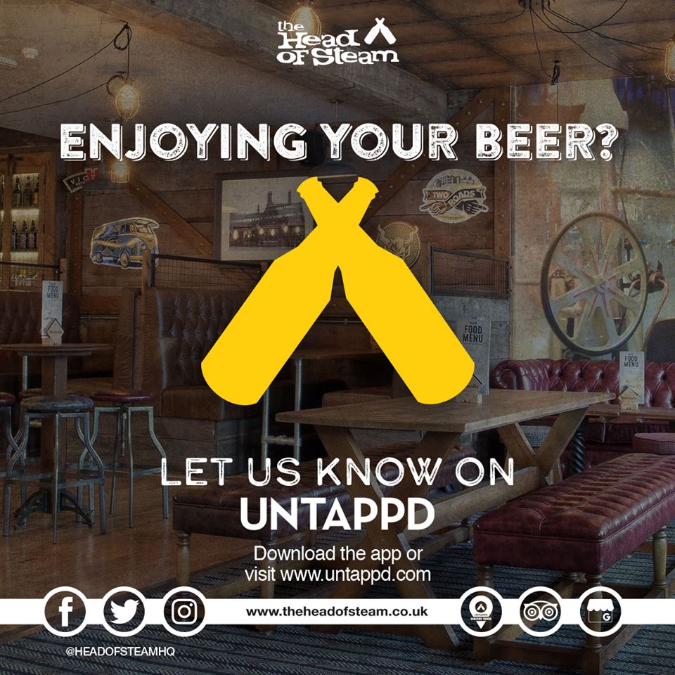 Did you know that you can also buy bottles/cans to take out with you? You do now😉

Drink your favourite beer in the comfort of your own home🍺 Stock up today - all you have to do is ask a member of #TeamSteam!

#HeadofSteam #Beer #Leicester #untappd