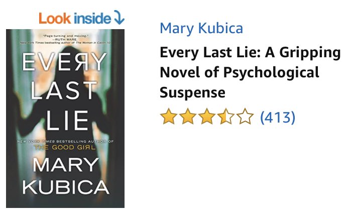 📖 > EVERY LAST LIE by @MaryKubica today only $1.99!

🛍 > amazon.com/dp/B01N0UM130/…

#novel #thriller #psychologicalthriller #psychological #suspense #mystery #reading #book #ebook #kindle #kindlebook #KindleBookDeals #KindleDeals #amazon #HappySaturday #HapoyWeekend