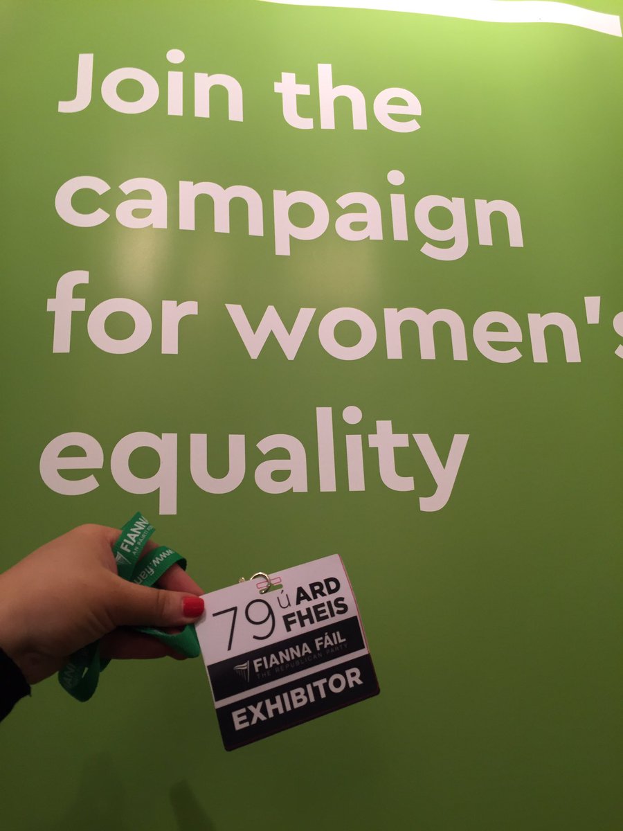 NWCI's tweet photo. In the lead up to #le18 and #ee18, NWCI is talking to all political parties about the women’s equality issues that must be in their election manifesto. Today, we’re at the Fianna Fáil Ard Fheis, chatting about pension equality, women’s mental health and childcare #ffaf19 https://t.co/ZKaaysZrJv
