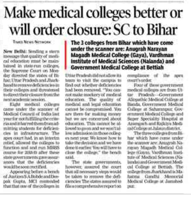 AsifAhm66748898's tweet photo. Supreme Court is threatening to close down our College !! What are you doing Sir !! @mangalpandeybjp #recognizegmcbettiah https://t.co/exkXfxWp3u
