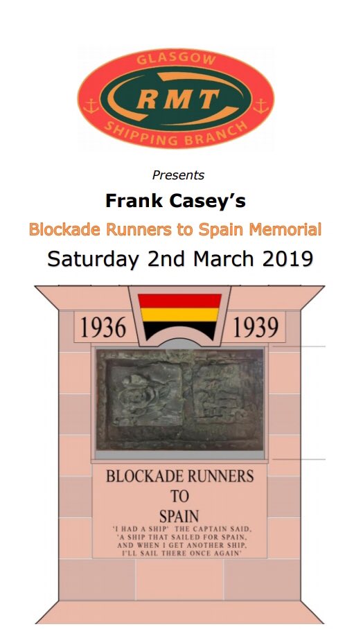 rmtgsb's tweet photo. 12 o’clock Next Saturday we unveil #blockaderunners #spanishcivilwar memorial #clydeside #glasgow https://t.co/y5jq8KRi7n