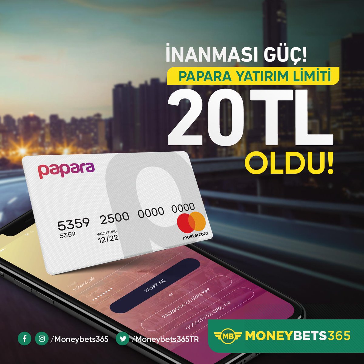 📢Moneybets365' te Papara ile Minimum 20 TL yatırım sağlayabilirsiniz.Yanlış duymadınız Minimum 20 TL.🤑🤑

bit.ly/moneybets365