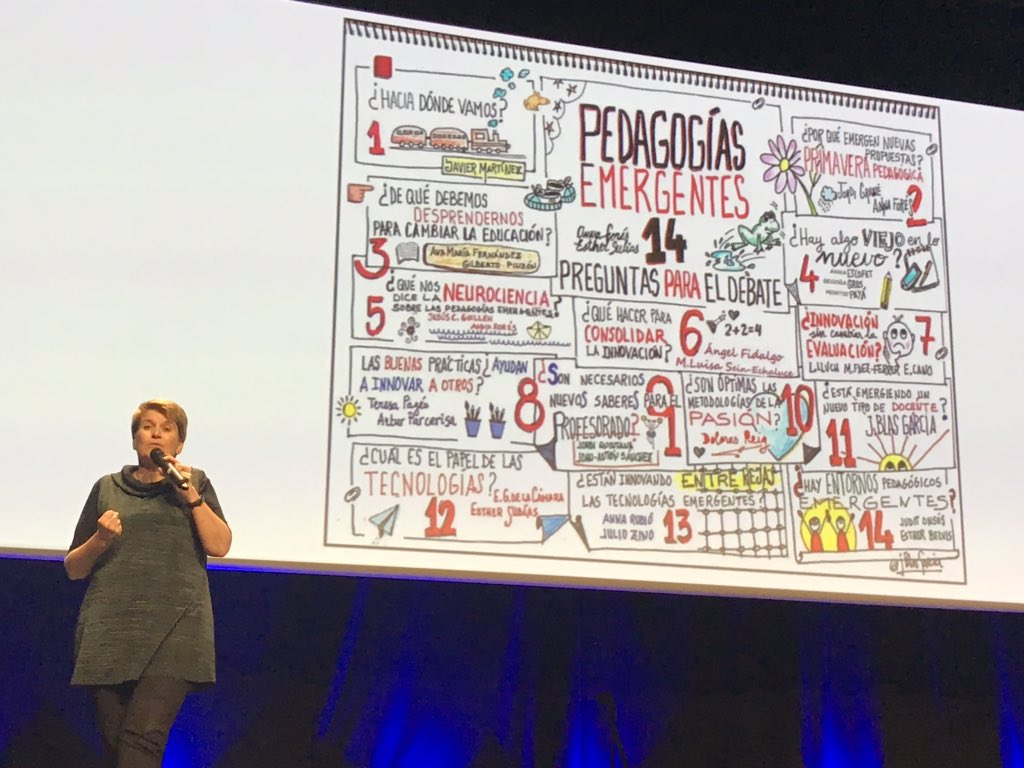 antoninavarro's tweet photo. Per aprendre a educar cal aprendre com s’apren, ens diu l’#AnnaForés a l’#Edusionat i per desenvolupar les #pedagogiesemergents l’important és fer-se les ? clau, desaprendre, seguir les bones pràctiques, canviar l’avaluació, trobar lloc per les tecnologies... https://t.co/1fd4QPmO48