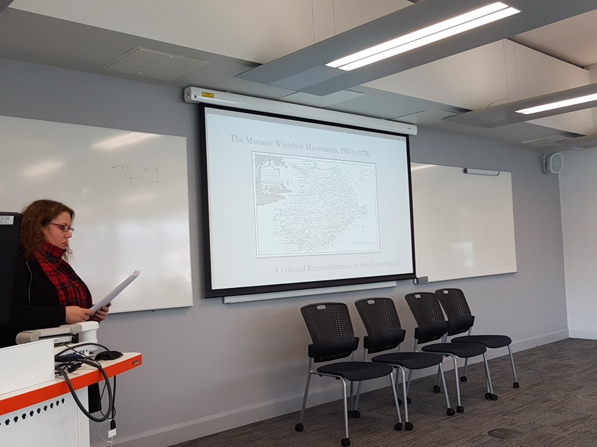 HistoryTeesside's tweet photo. Next up at the text, book, and print session at #NDIIH, we are glad to have some C18th material from Cathrine Wignall from UCLAN. Whiteboys and historiography https://t.co/Jl5QenMLyy