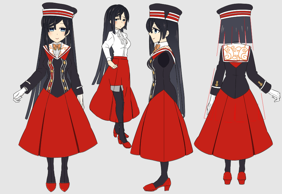 女性版氷川さん氷川ちゃん 三面図 フネ航路 ほー助のイラスト