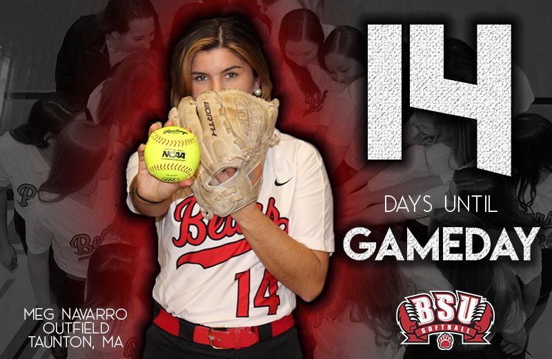 BSUsball's tweet photo. 🚨‼️Junior outfielder Meg Navarro from Taunton, MA is here to tell us that GAMEDAY is only 14 sleeps away...YAAAABEARSSSS‼️🚨 #BSUsball #FLcountdown #LetsGetThisBread #BearCountry https://t.co/Ou1L4abdf4