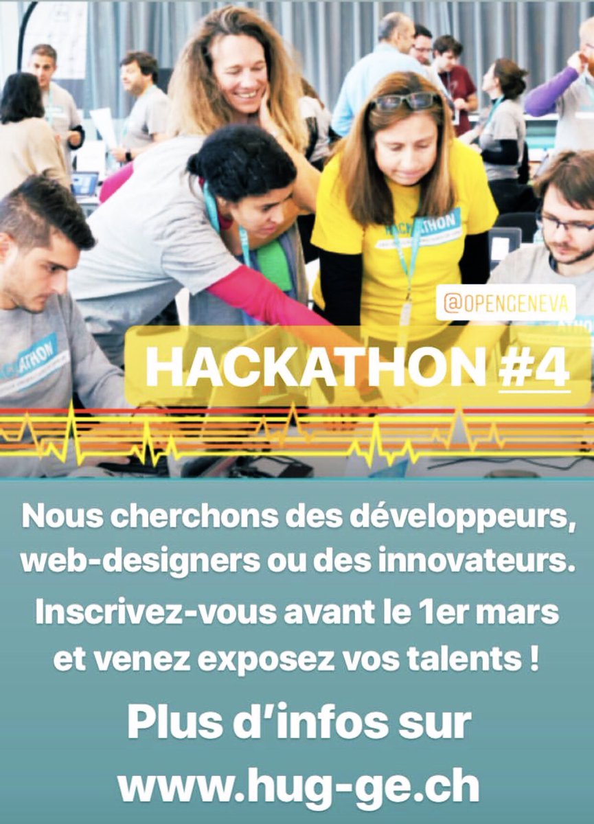Helena_BdV's tweet photo. Hackathon des HUG #4 c’est dans quelques semaines : nous recherchons encore des développeurs &amp; des designers : découvrez les différents défis sur https://t.co/9mXXGwlZeO @opengeneva @Hopitaux_unige @innovation_hug #hackathon #Innovations #geneve #health #medical #santé https://t.co/55GJwD1uwh