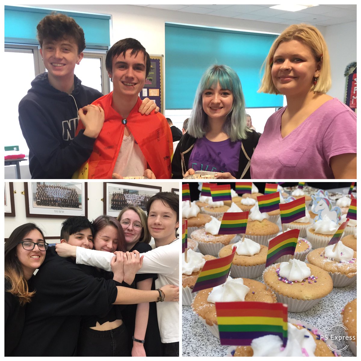 PortobelloHigh's tweet photo. What better way to spend #PurpleFriday2019 than having fun with friends and eating cupcakes? Huge thanks to our amazing team of staff and students who raised over £500 for @LGBTYS - we are well on the way to our #LGBTCHARTER Silver Award thanks to their efforts! 🏳️‍🌈 ❤️🧡💛💚💙💜 https://t.co/LqwAL4HMNY