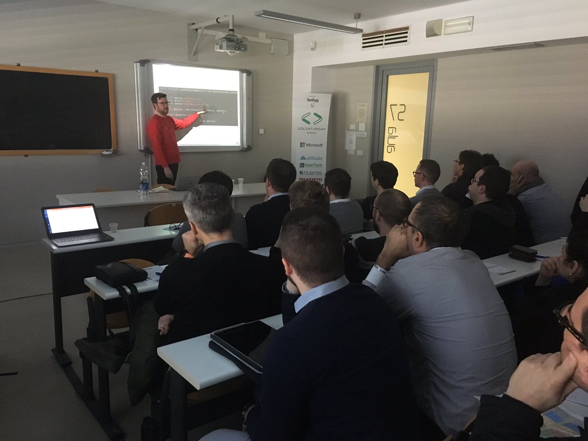 NowinskiK's tweet image. Full room on @DatabaseAvenger session at #SQLSat829 Pordenone. Continues Integration rules! #DevOps #tsqlt #pester @redgate