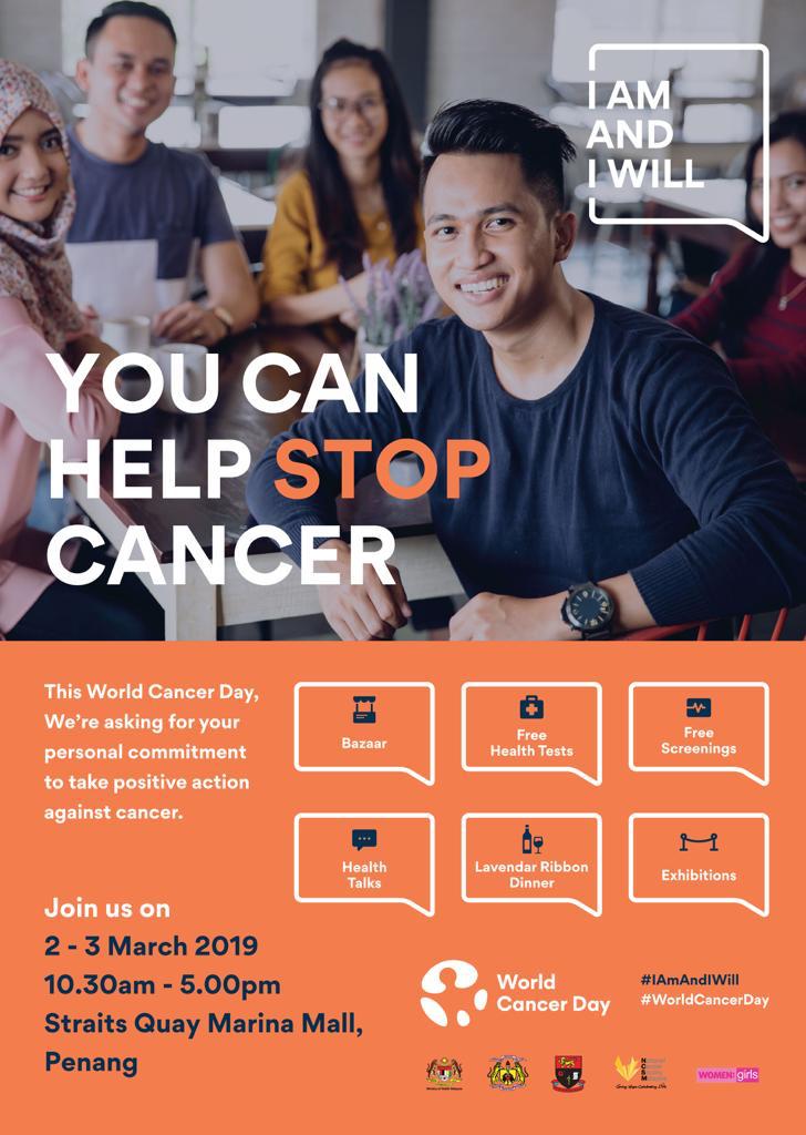 Apa habaq orang Penang? 

Come join the World Cancer Day 2019 celebration in Penang Straits Quay Marina Mall on the 2nd and 3rd March (Sat and Sun). #IamAndIWill #worldcancerday2019

And guess what, you can create your own poster too. I'll tweet how in a bit!

RT please!