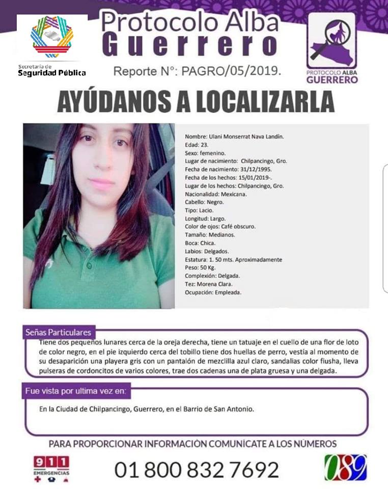 SSPGro's tweet photo. La @SSPGro solicita su colaboración para localizar a Ulani Monserrat Nava Landín https://t.co/Nefx315LRE