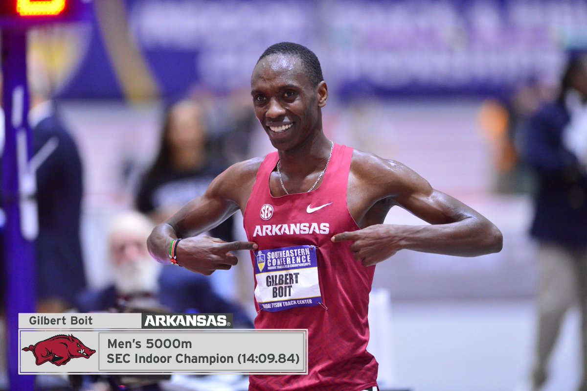 Gilbert Boit backed up his SEC Cross Country Championship with an SEC Indoor title in the 5,000-meters! #SECITF #WoooSpeedSooie🐗