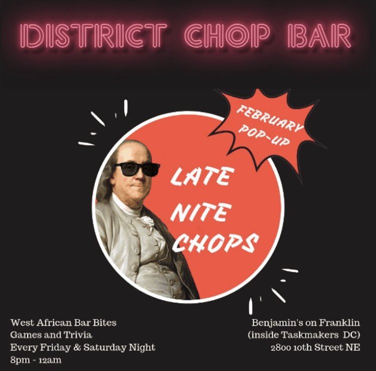 Tonight’s the night! <a href="/districtchopbar/">districtchopbar</a> is back with West African chops from 8pm-midnight. Board games and trivia, too!

ow.ly/ChDD30nH7VD
