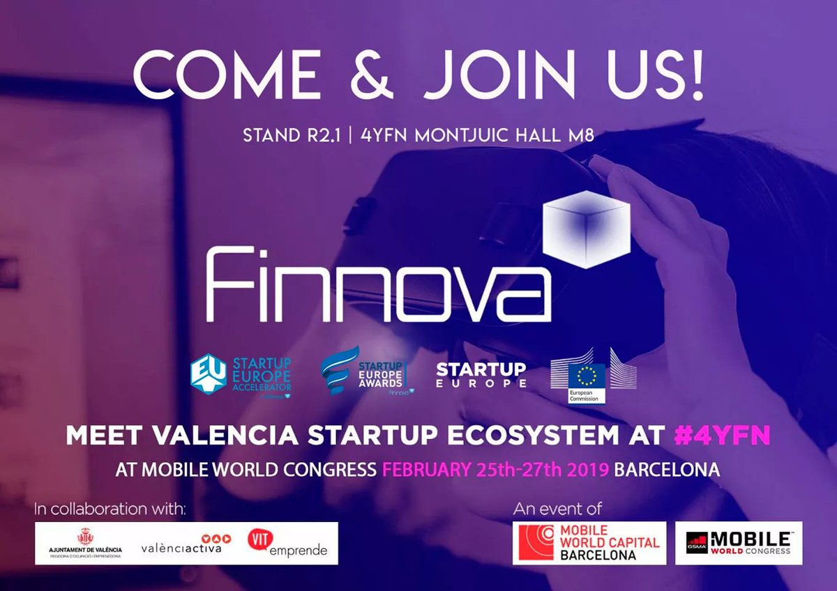 StartUpEUAwards's tweet photo. Next week, we are going to attend @4YFN_MWC 
Book a meeting with us
📧 eustartup@finnova.eu 
#4YFN19 
See you in #BCN Stand R2.1 😉 https://t.co/6sNaTKxCtt
