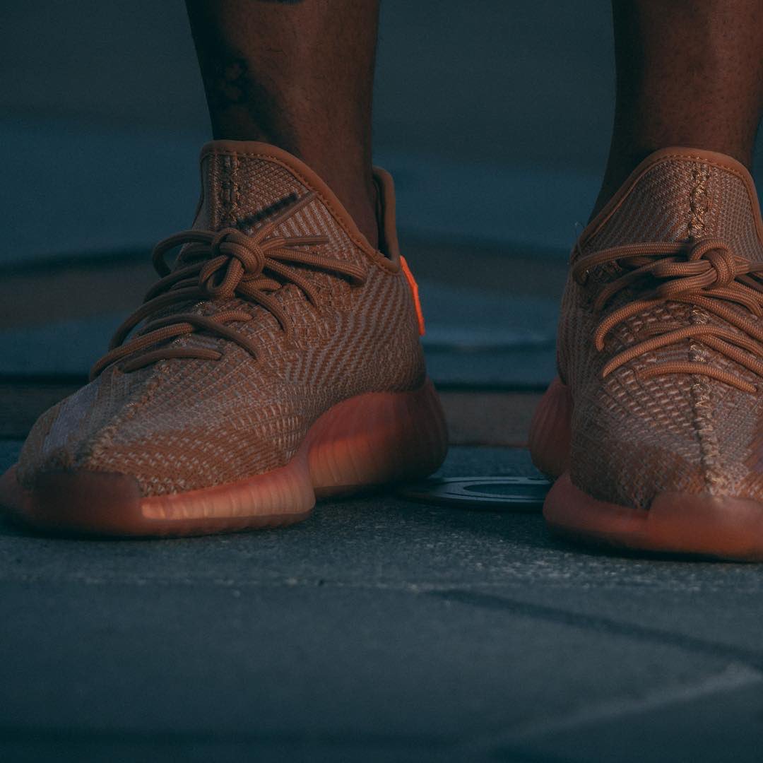 clay yeezy 350 on feet