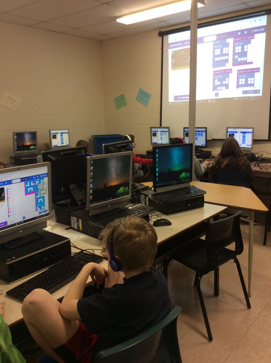 AnneLeBlanc2's tweet image. New session of #lunchtimecoding club @belayrschool This time @JH_Schlegel and I have grade 5s and 6s! Animations with #microbits. @KidsCoding #cancode @lighthouse_labs @microbit_edu @mraspinall @TILTHRCE @HRCE_NS @NavdeepSBains #DigitalLiteracy #coding @HarryKcj #codecreateteach