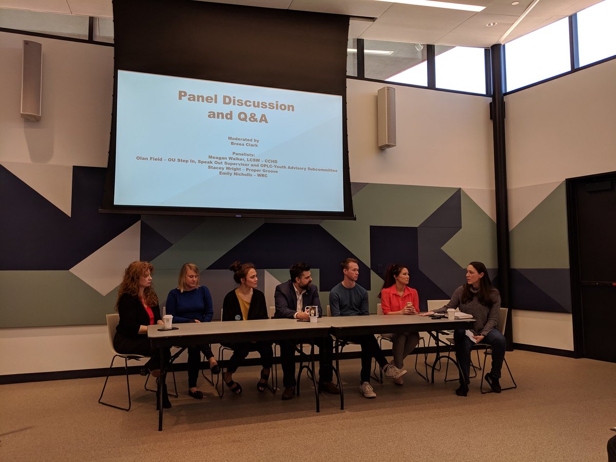 YESALLDAUGHTERS's tweet photo. Panel is starting with community questions. Norman's Mayor-elect @clarkfornorman is moderating. Includes @YESALLDAUGHTERS, @WRCNorman, @CleCountyHealth, Youth Advisory Committee at OU.
#LaurensLaw
#ProperGroove
#YesAllDaughters
#EducationIsPrevention https://t.co/hW4GMhitIl