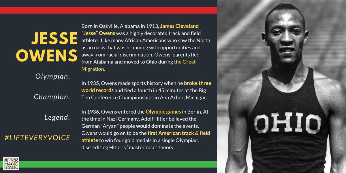 StarrDunigan's tweet photo. Meet the Alabama-born athlete who shattered Adolf Hitler's idea that Germans were the superior race. 🥇👟✊🏾 #LiftEveryVoice 
Join the #BlackMagicProject to celebrate #BlackHistoryMonth &amp; chat about issues/topics affecting black Alabamaians:https://t.co/NUUJ9lBJbT … https://t.co/gqiIcxmvnE