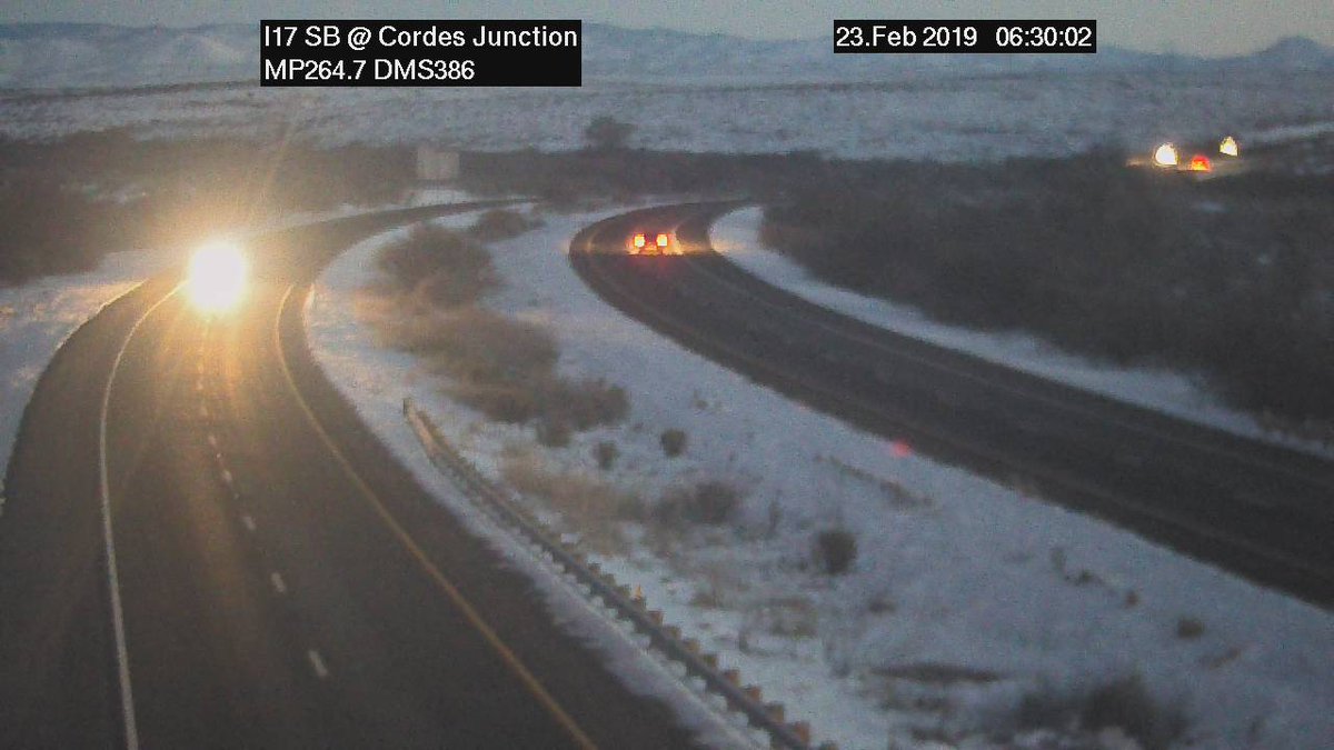 ArizonaDOT's tweet image. I-17 is OPEN in both directions from Phoenix to Flagstaff. Watch for ice and keep your speed down because the road is slick in areas. If possible, delay travel a few hours so the sun can heat up the road surface and melt the ice. #aztraffic #azwx