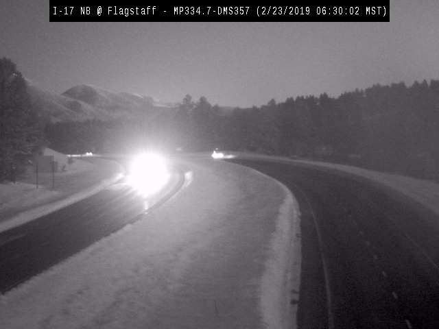 ArizonaDOT's tweet image. I-17 is OPEN in both directions from Phoenix to Flagstaff. Watch for ice and keep your speed down because the road is slick in areas. If possible, delay travel a few hours so the sun can heat up the road surface and melt the ice. #aztraffic #azwx