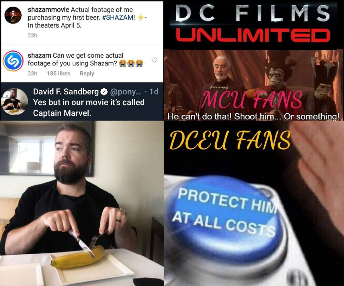 ewatson389's tweet photo. Some MCU fans have had enough of @ponysmasher it seems this was the last straw. LMAO!! Y'all need to deal with the fact that the Marvel character stole the DC characters name.. But don't come after our boy like that... lighten up.
#Shazam
#TheRealCaptainMarvel
#SUPPORTDCFILMS https://t.co/qZgfAbDkSc